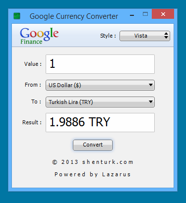 Google Currency Converter 1.0 Windows